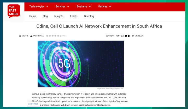 Odine ve Cell C, Güney Afrika’da Yapay Zekâ Destekli Şebeke Kalitesi İçin İş Birliği Başlattı