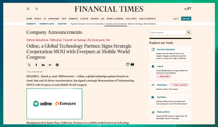 Odine, a Global Technology Partner, Signs Strategic Cooperation MOU with Everpure at Mobile World Congress