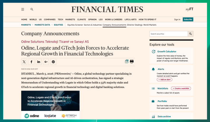 Odine, Logate and GTech Join Forces to Accelerate Regional Growth in Financial Technologies