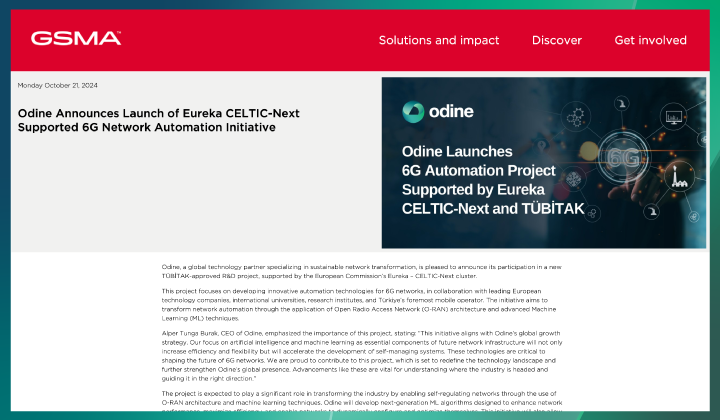 Odine Announces Launch of Eureka CELTIC-Next Supported 6G Network Automation Initiative