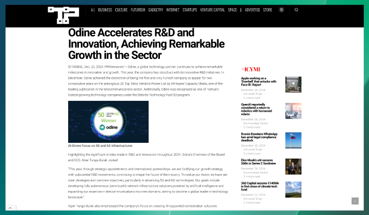 Odine Accelerates R&D and Innovation, Achieving Remarkable Growth in the Sector