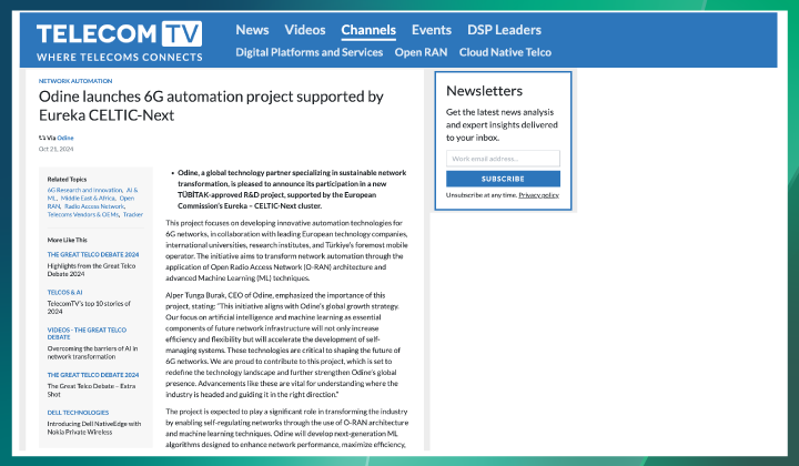 Odine launches 6G automation project supported by Eureka CELTIC-Next